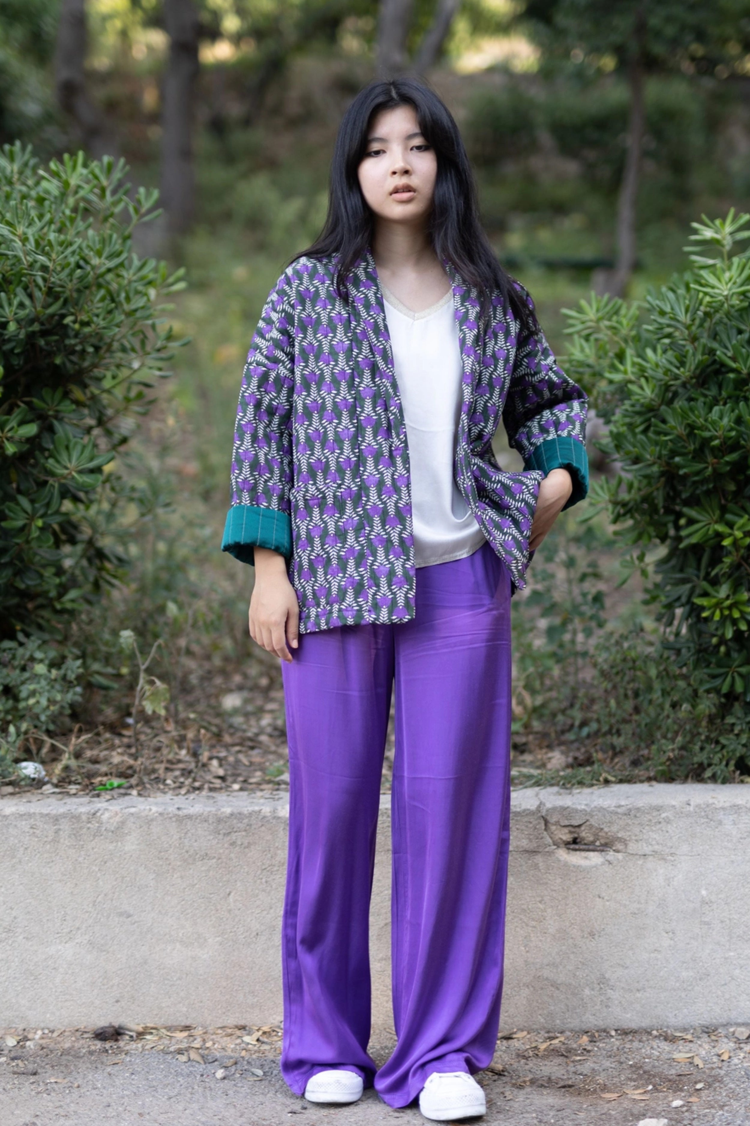 Veste Matelasse Tulipe Kaki Violet Cecile Wang Le BLK YLW Shop Geneve