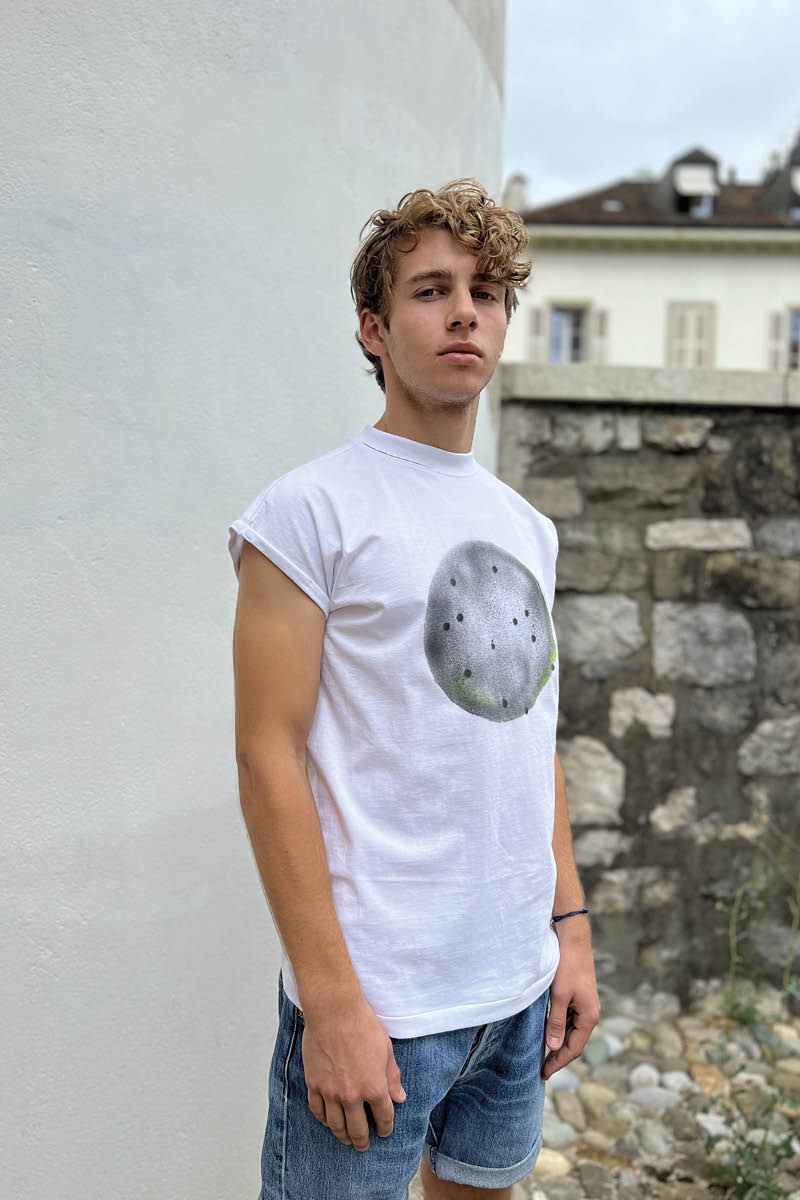 T-shirt `Black Moon` Blanc - U/C by Eliran Ashraf