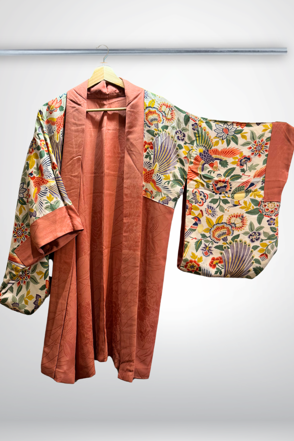 Veste "Tori" Haori Kimono Rose / Oiseux - Ha.Na