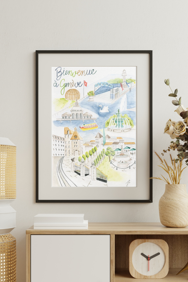 Affiche Encadrée 'Bienvenue à Genève' 40x50 cm - Julie Thomas