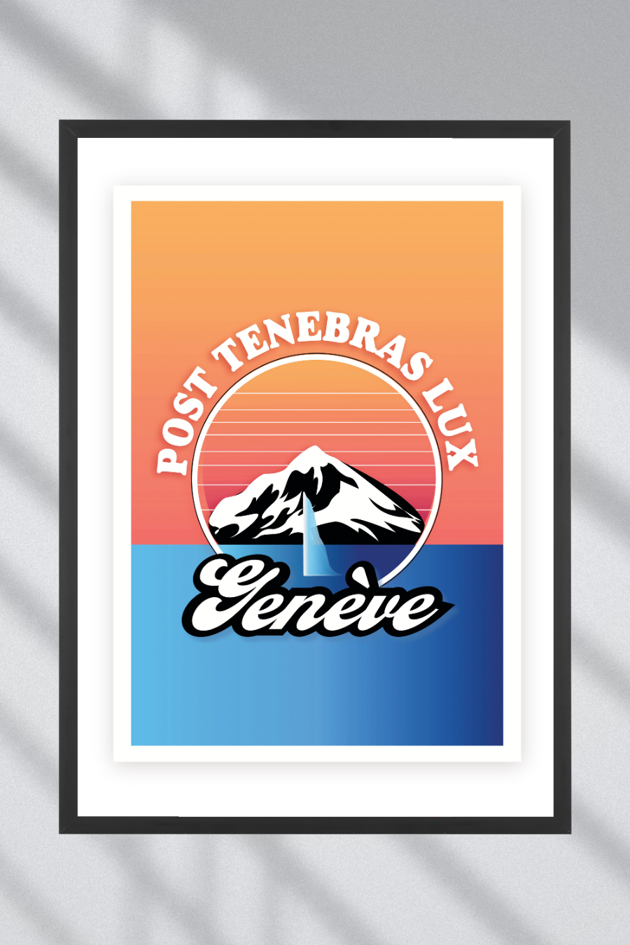 Affiche encadrée 'Genève | Post Tenebras Lux' 40x50 cm - BLK & YLW