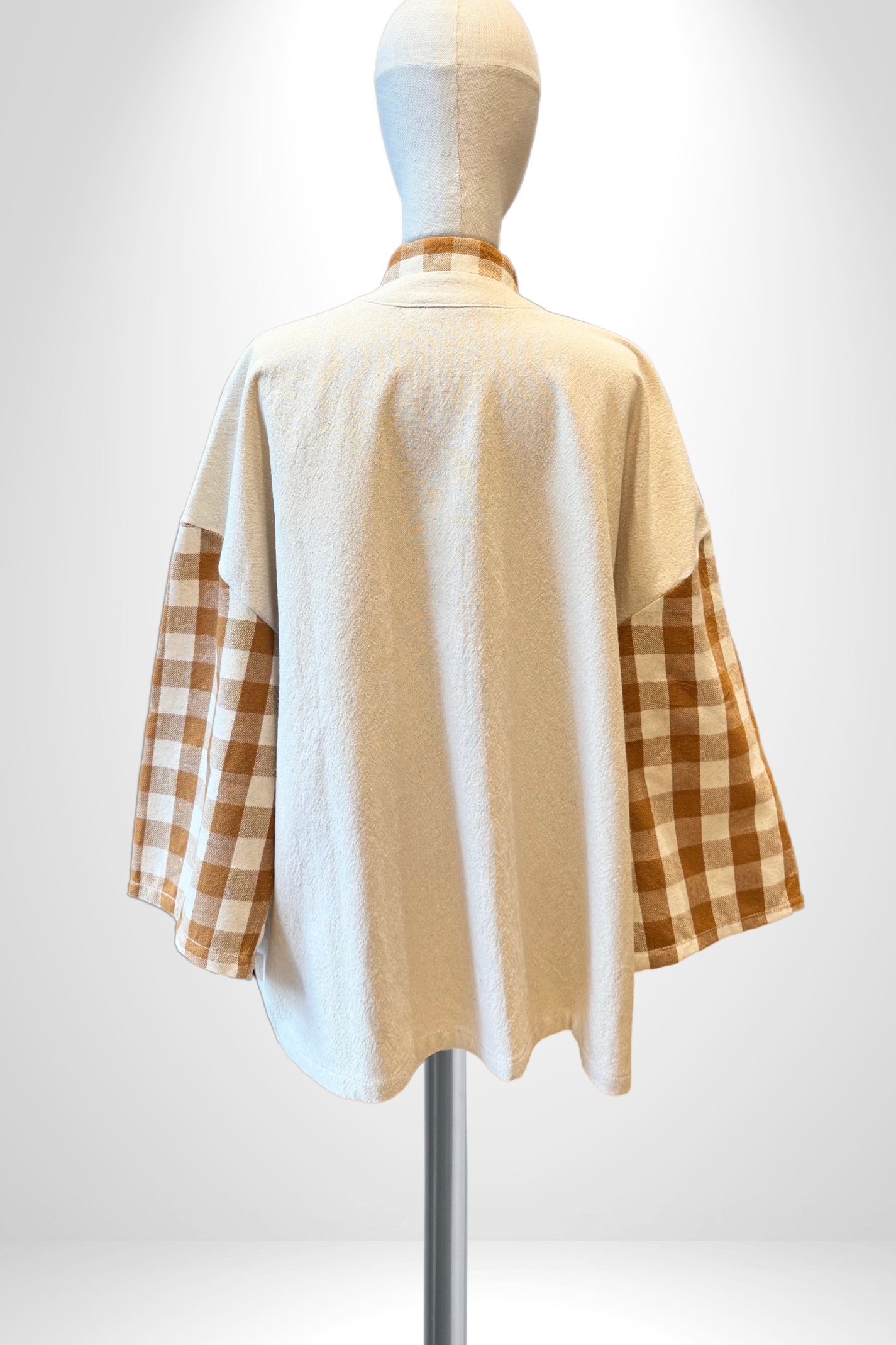 Veste Kimono 'Atka' Nature &  Carreaux Brun - U/C by Eliran Ashraf