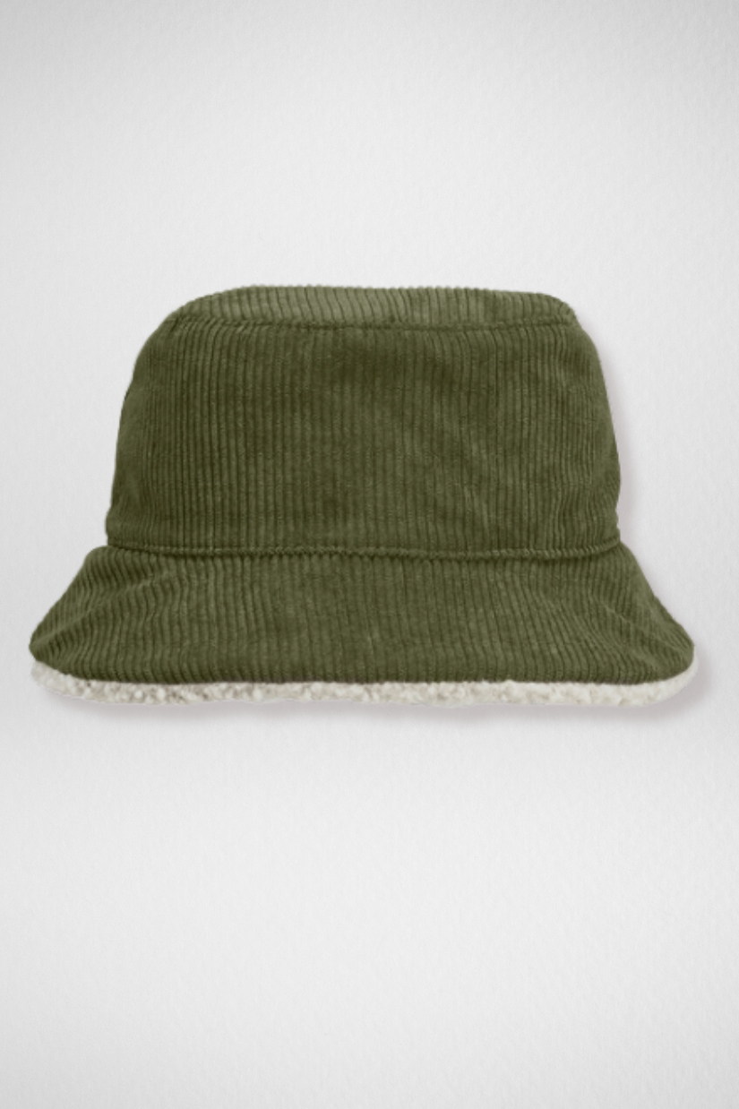 Reversible Fleece Bucket Hat 'Staircase' Green | Cream Fleece - UC by Eliran Ashraf