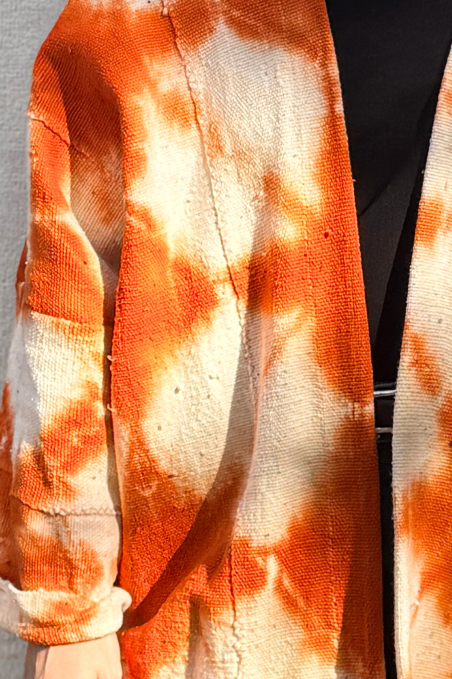 Kimono Bogolan Jacket, Beige & Orange | Tie & Die - Jahdi