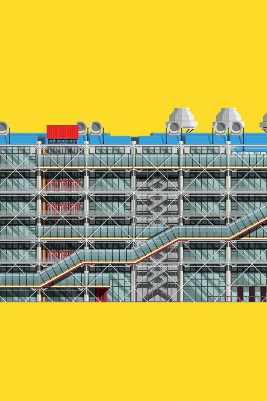 Illustration Encadrée 'Centre Pompidou' 50x70 cm | Cadre doré - Bora.Studio