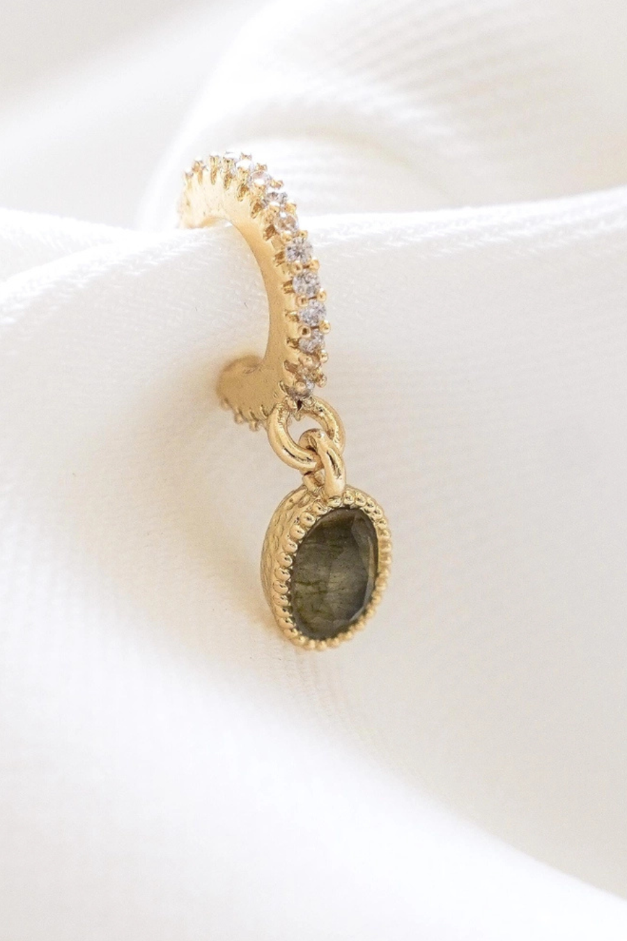 "Dori" Boucles d’oreilles en pierre de labradorite et acier inoxydable