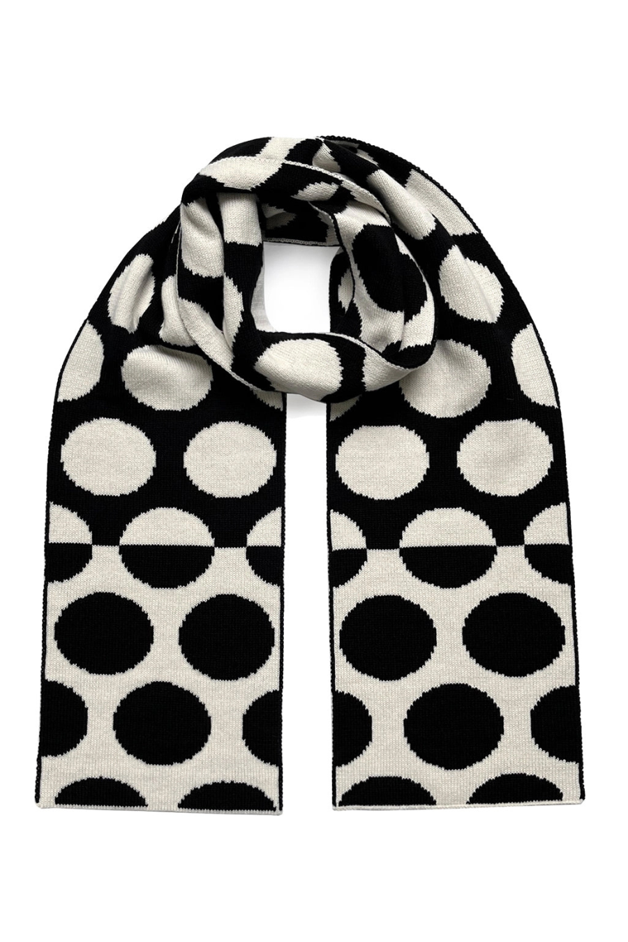 Écharpe "Dots" Noir & Blanc en Laine & Cachemire