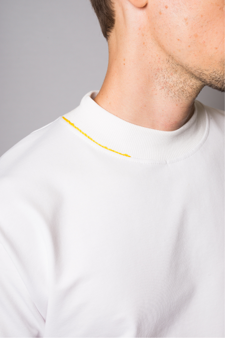 "Elio" Oversize t-shirt Blanc - Pièce Unique - UC by Eliran Ashraf_blk_and_ylw_geneve_4