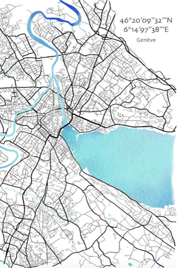 Illustration Encadrée 'Geneva Map' - Anne-Sophie Villard