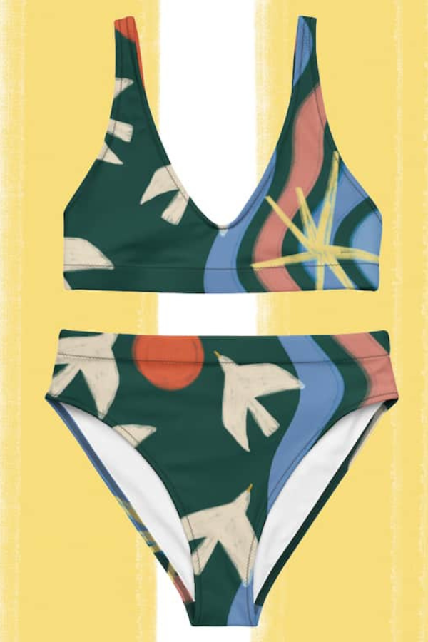 Haut de bikini 'Les Mouette' - Alice Izzo- Blk and ylw geneve