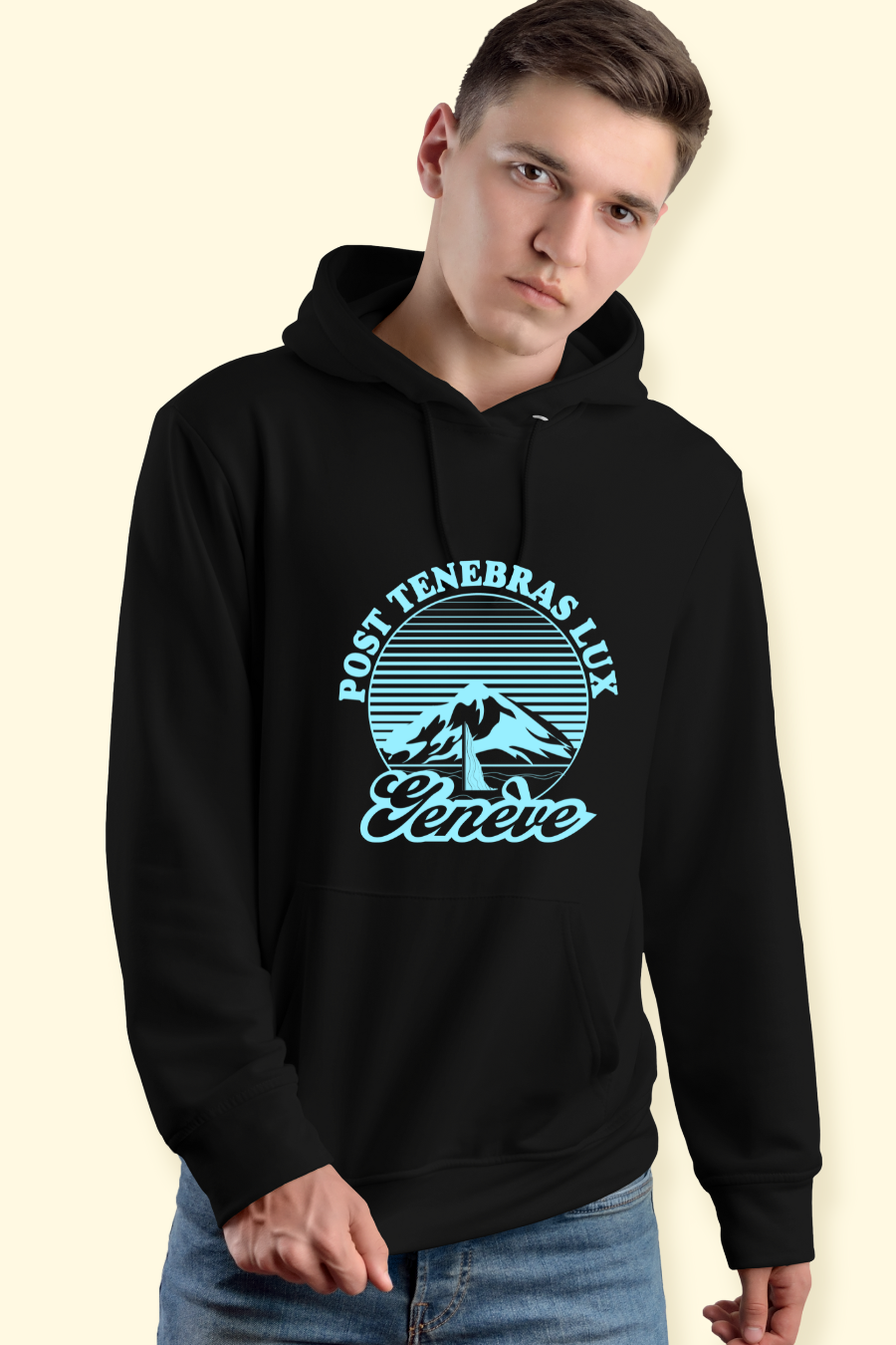 Hoodie 'Genève | Post Tenebras Lux' - BLK & YLW
