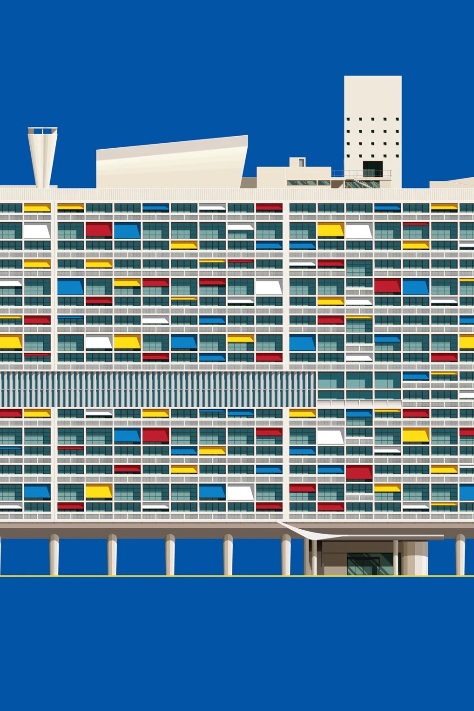 Illustration Encadrée "Unité d'Habitation de Marseille- Le Corbusier"' 50x70 cm | Bois - Bora.Studio