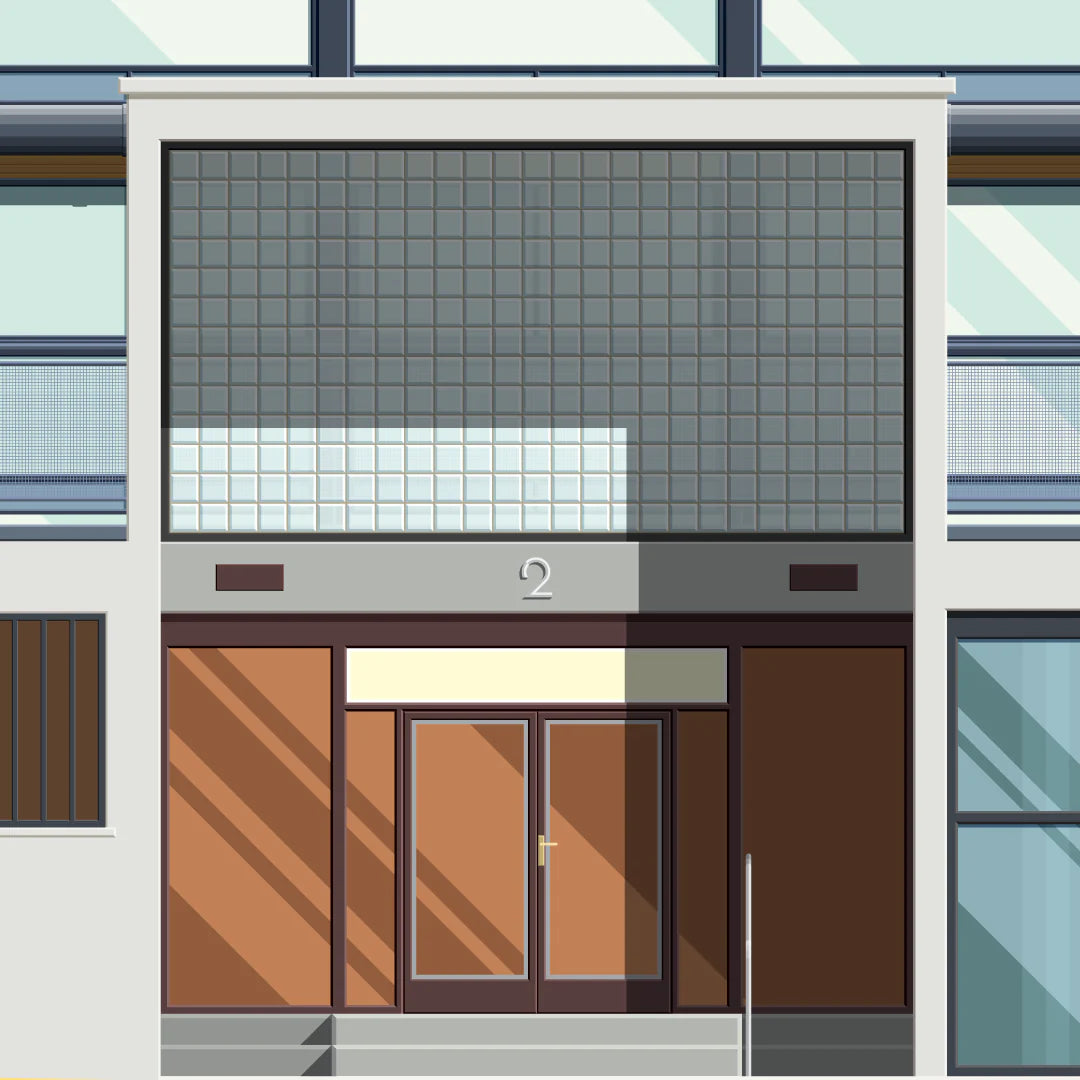 Illustration Encadrée 'Immeuble Clarté | Genève' 50x70 cm | Bois - Bora.Studio