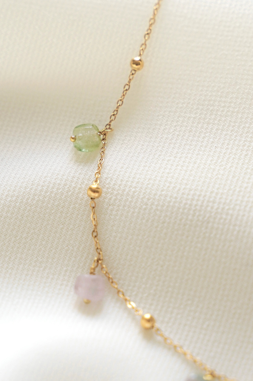 "Jane" Collier En Acier Inoxydable et Perles de Tourmaline