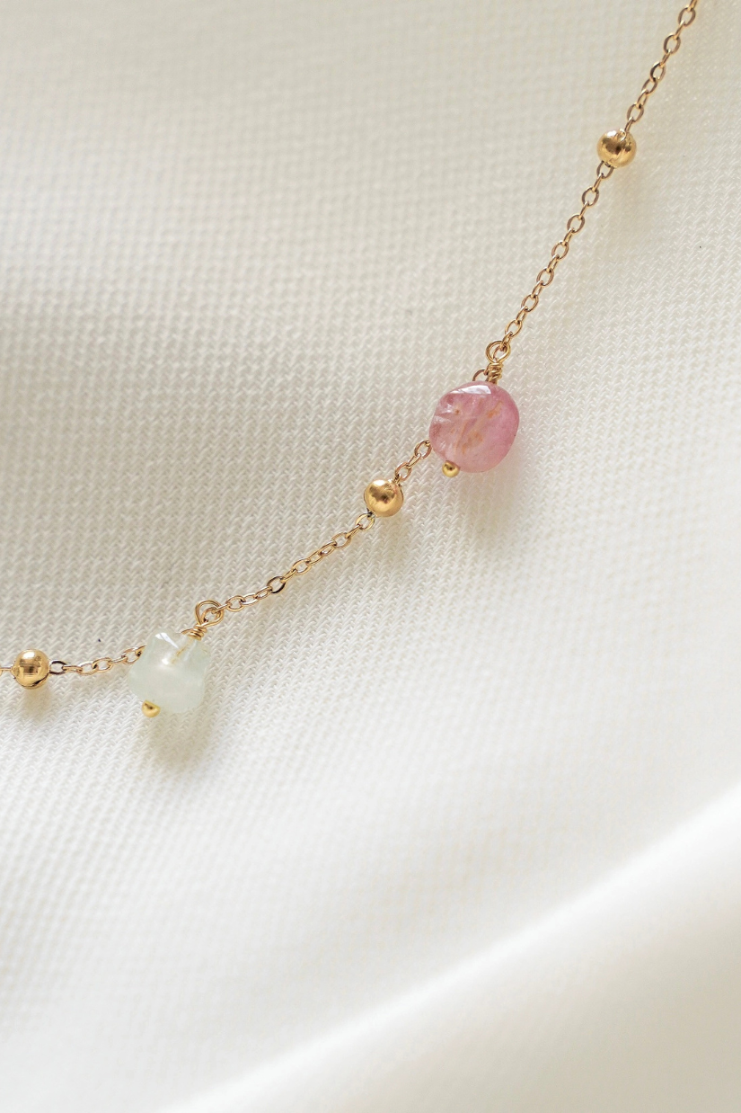 "Jane" Collier En Acier Inoxydable et Perles de Tourmaline