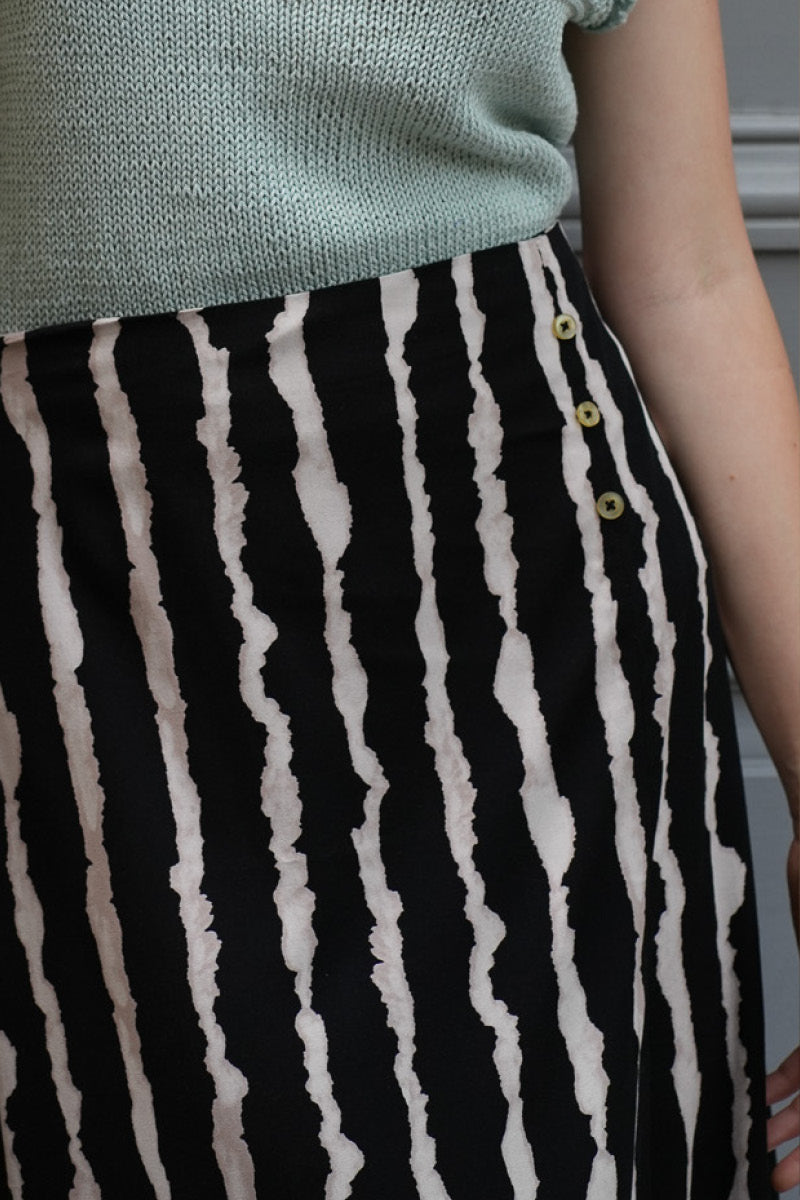 Long skirt `Sarah` Stripes, Gray &amp; White - Uc by Eliran Ashraf