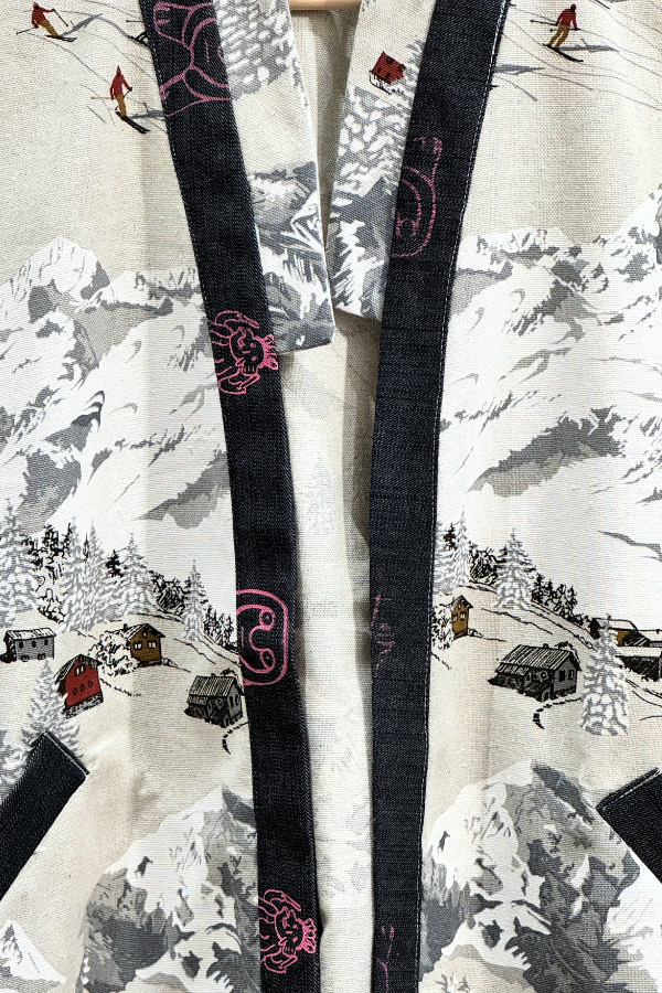 Kimono Jacket 'Atka - Mountain' Blue & Pink - U/C by Eliran Ashraf