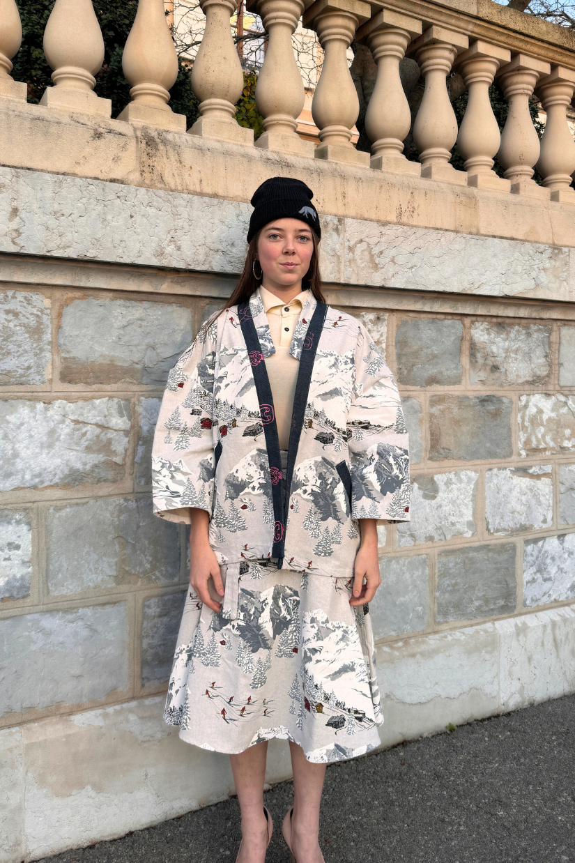 Kimono Jacket 'Atka - Mountain' Blue & Pink - U/C by Eliran Ashraf