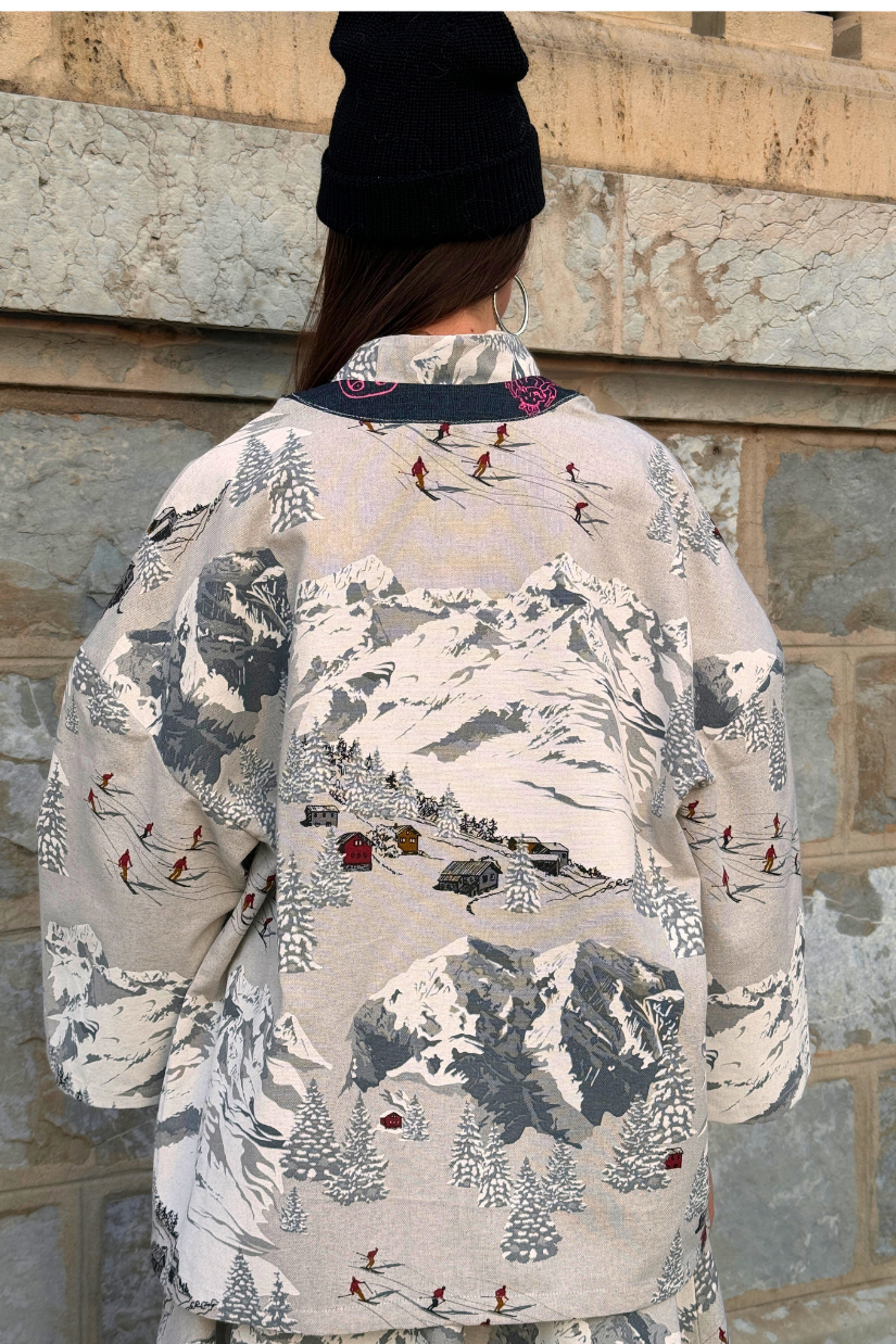 Kimono Jacket 'Atka - Mountain' Blue & Pink - U/C by Eliran Ashraf