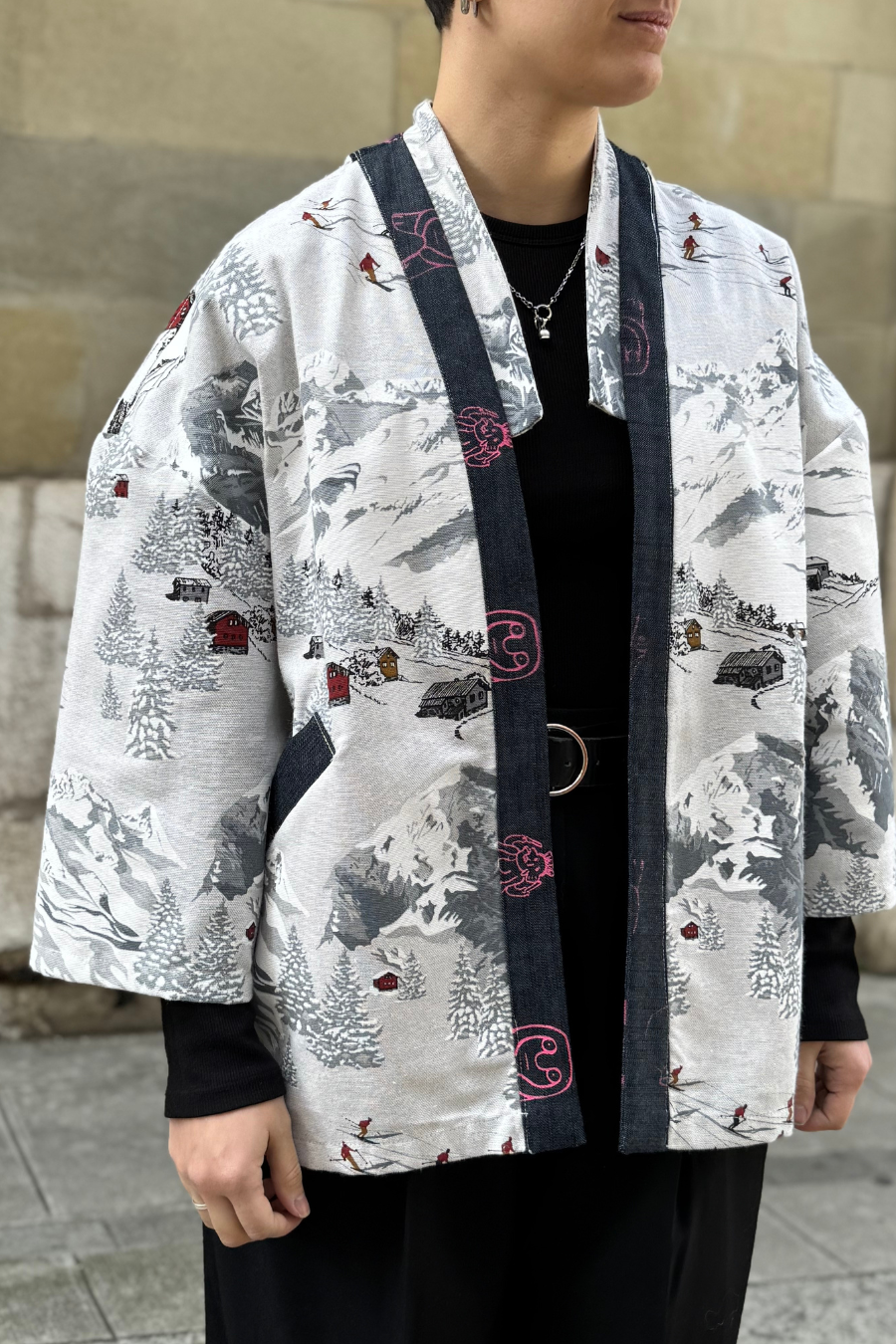 Kimono Jacket 'Atka - Mountain' Blue & Pink - U/C by Eliran Ashraf
