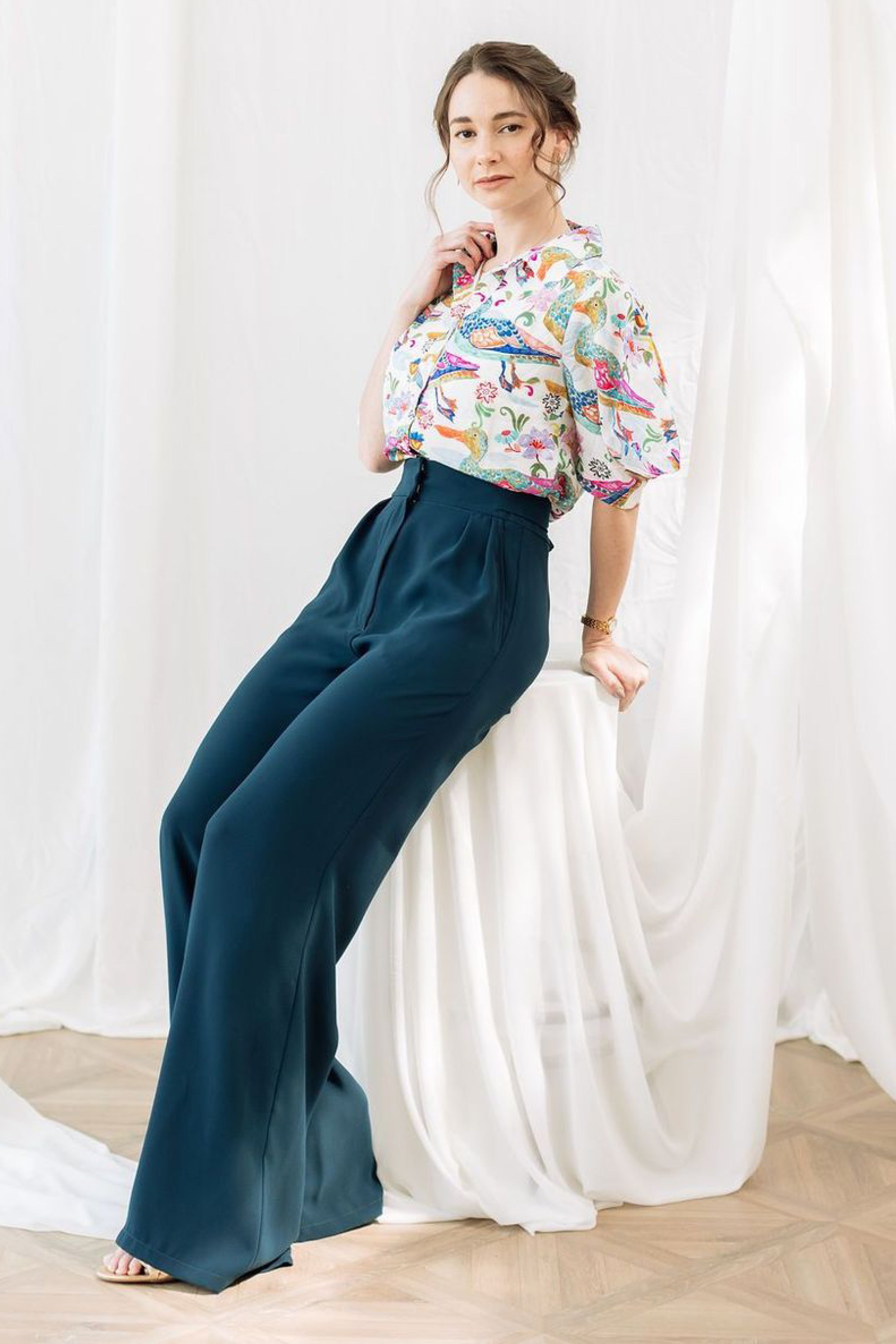Pantalon 'Aurora' Bleu Marine - Anne-Sophie Villard