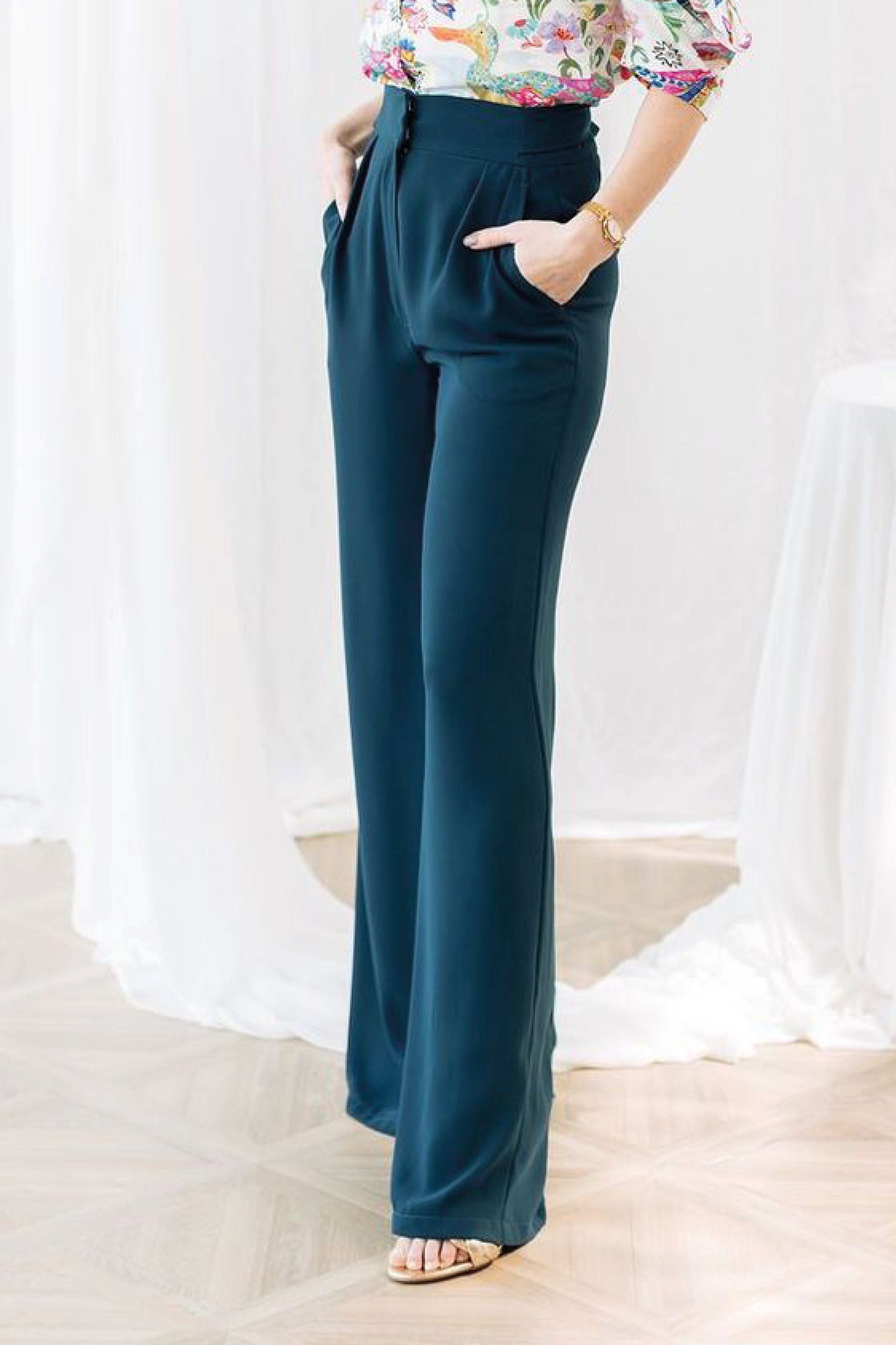 Pantalon 'Aurora' Bleu Marine - Anne-Sophie Villard