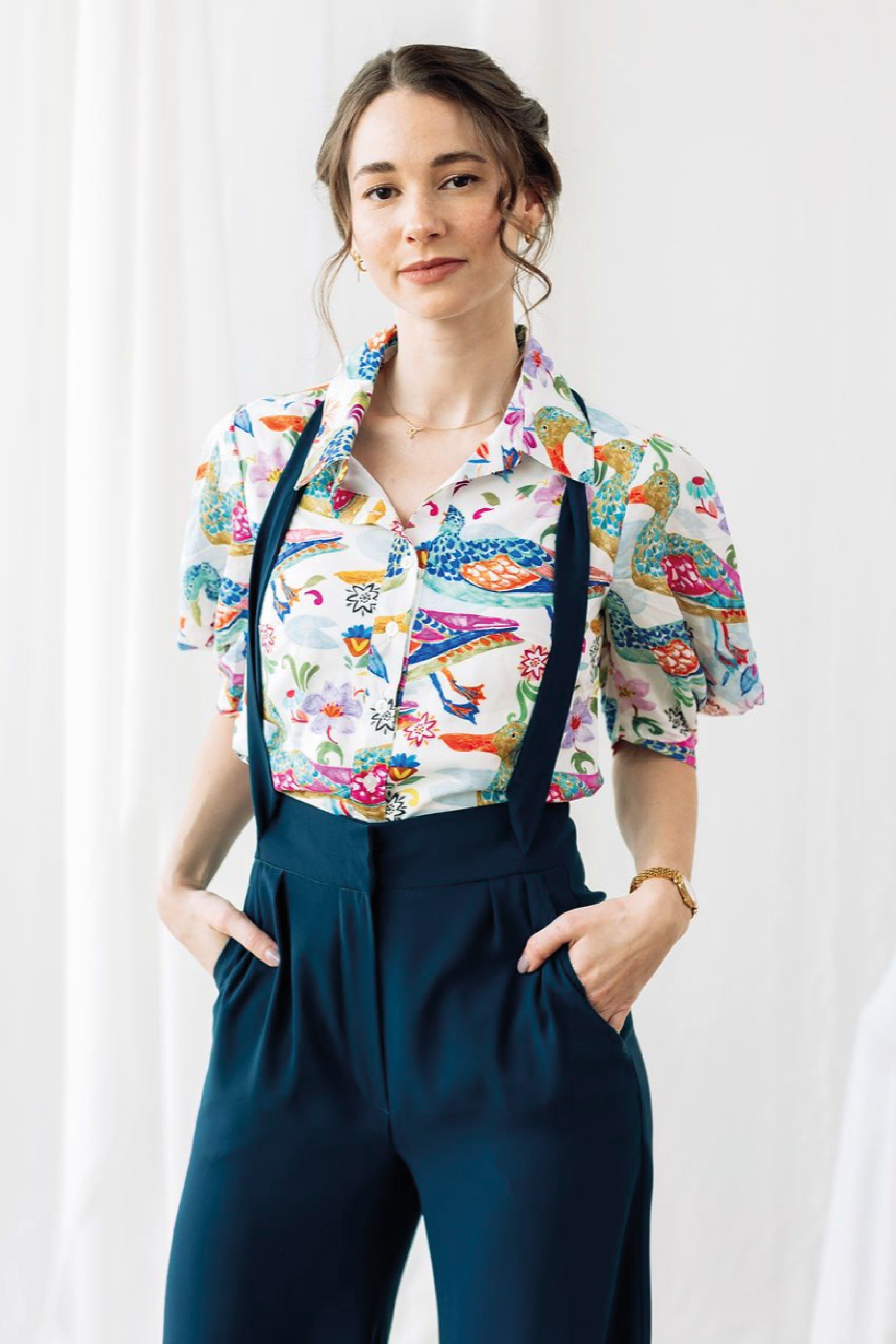 Pantalon 'Aurora' Bleu Marine - Anne-Sophie Villard