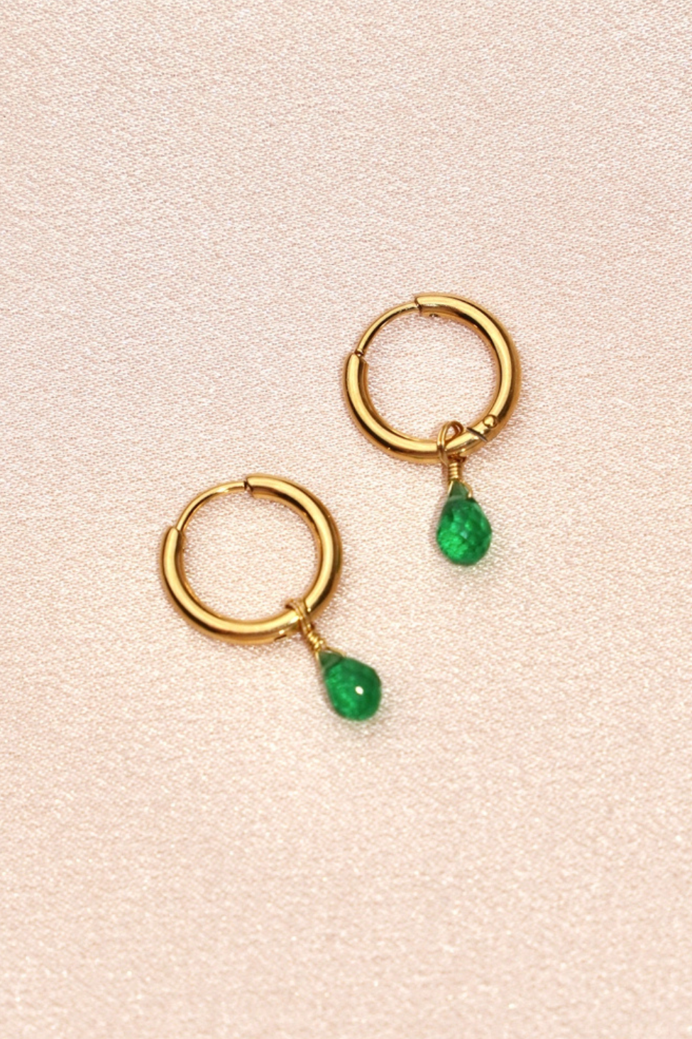 "Pizi" -Boucles d’oreilles perles cristal vert