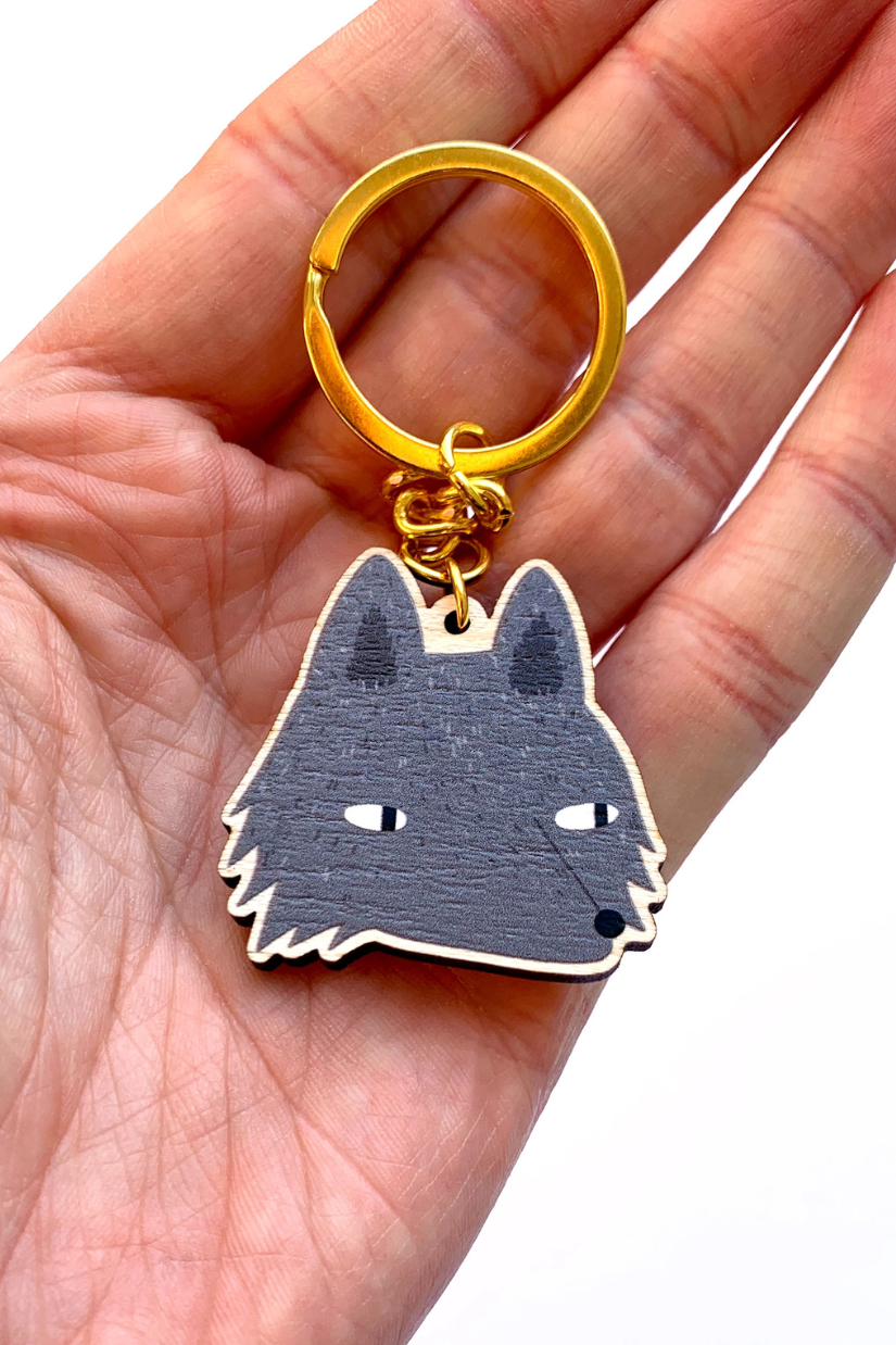 Porte-clé en Bois 'Loup Rusé' - Tom Hardwick x BLK & YLW