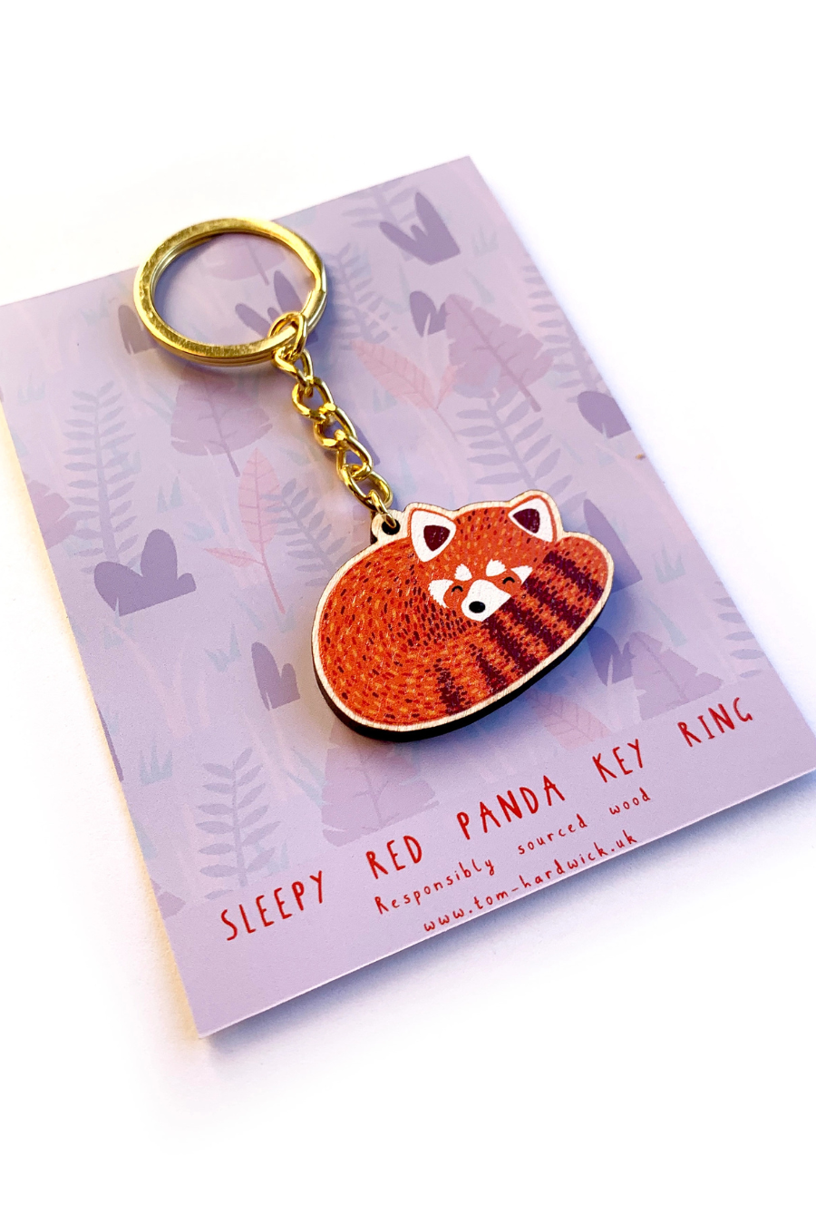 Porte-clé en Bois 'Panda Roux Endormi' - Tom Hardwick x  BLK & YLW