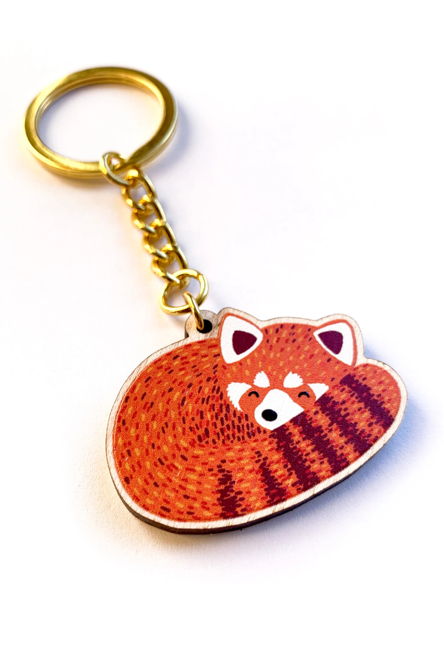 Porte-clé en Bois 'Panda Roux Endormi' - Tom Hardwick x  BLK & YLW