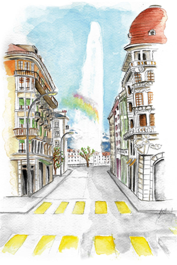 Illustration Encadrée 'Rue 31 Décembre - Arc-en-ciel' 30x40cm - Anne-Sophie Villard