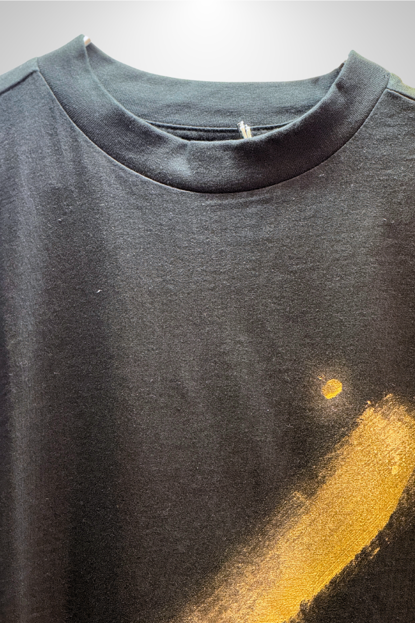 T-shirt Handmade 'Golden Brush and Dots' Noir - UC by Eliran Ashraf