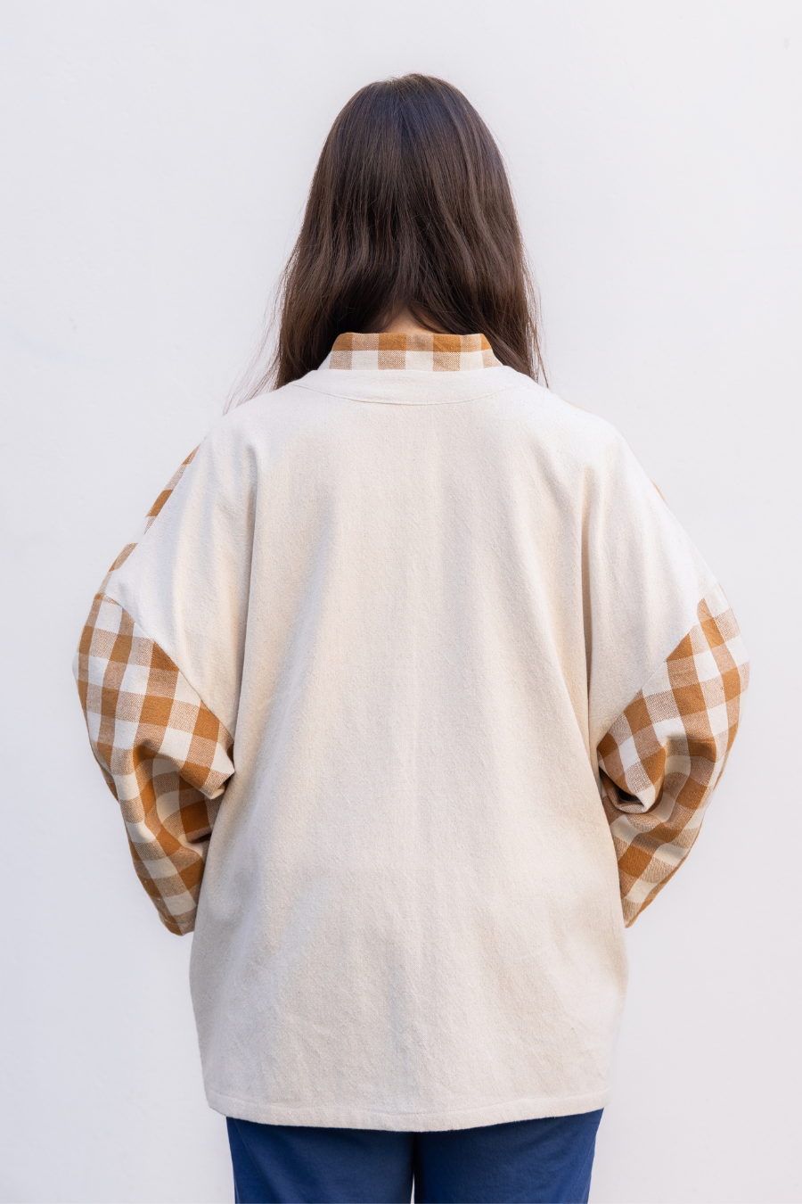 Veste Kimono 'Atka Carreaux' Brun - U/C by Eliran Ashraf