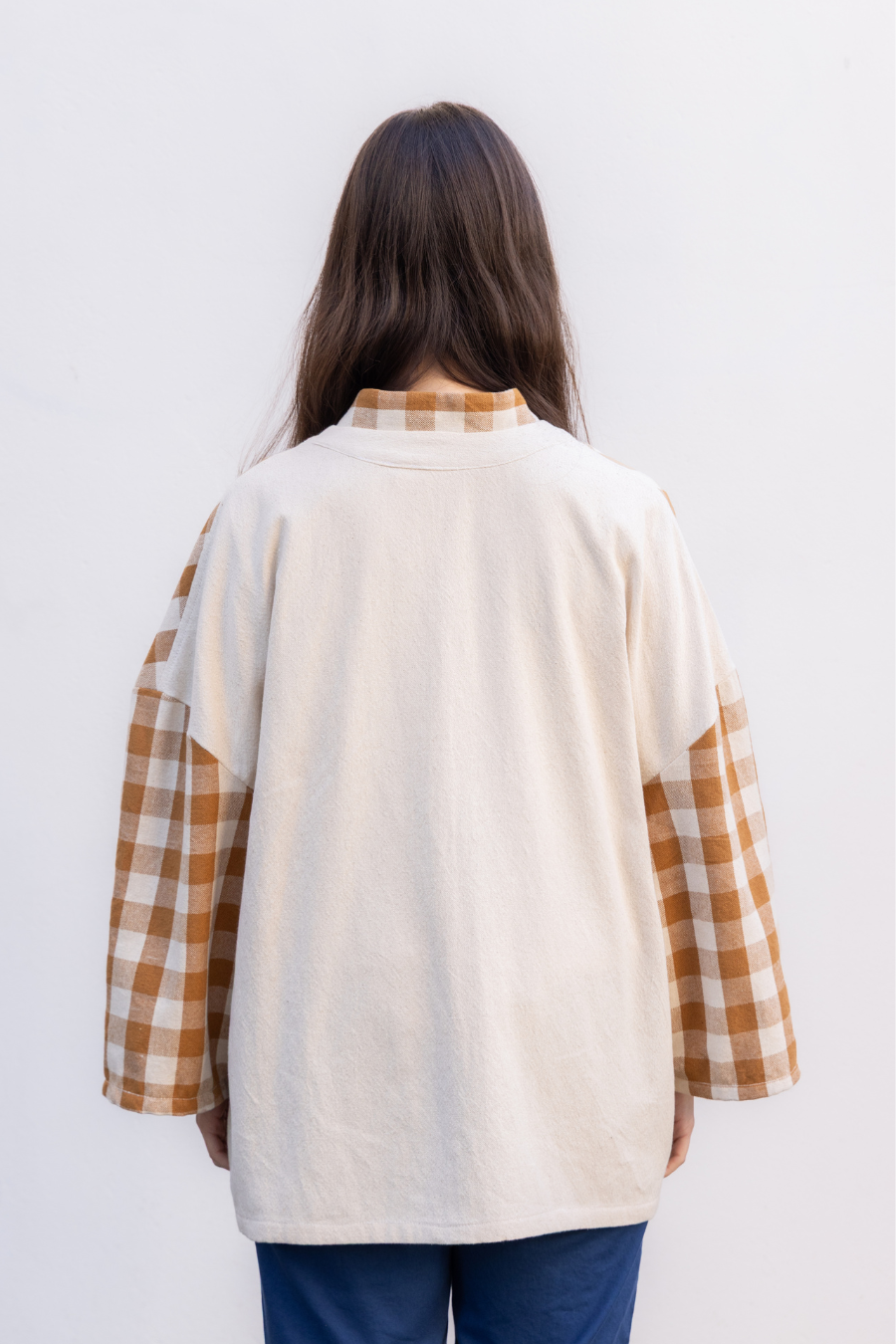 Veste Kimono 'Atka Carreaux' Brun - U/C by Eliran Ashraf