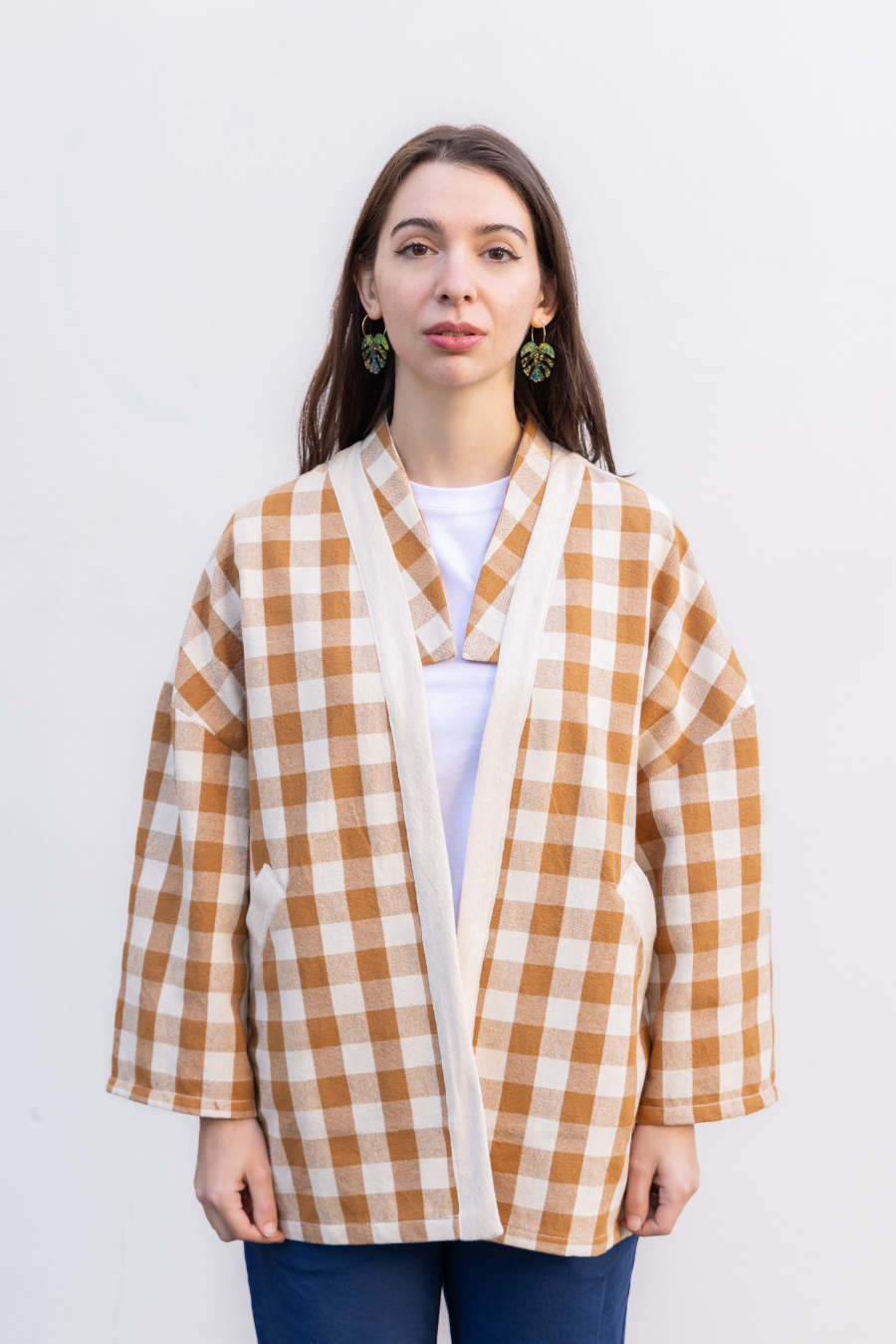 Veste Kimono 'Atka Carreaux' Brun - U/C by Eliran Ashraf