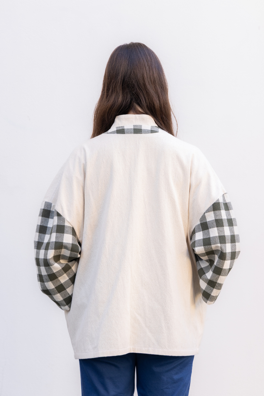 Veste Kimono 'Atka Carreaux' Vert - U/C by Eliran Ashraf