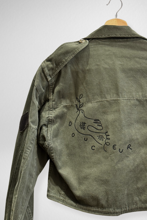 Khaki 'Douceur' Military Crop Jacket - Atelier Siblings