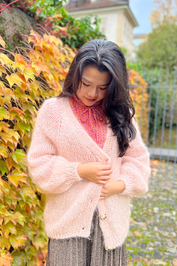 Cardigan 'Zoja' Pale Pink, Handmade in Switzerland - Moons Knits