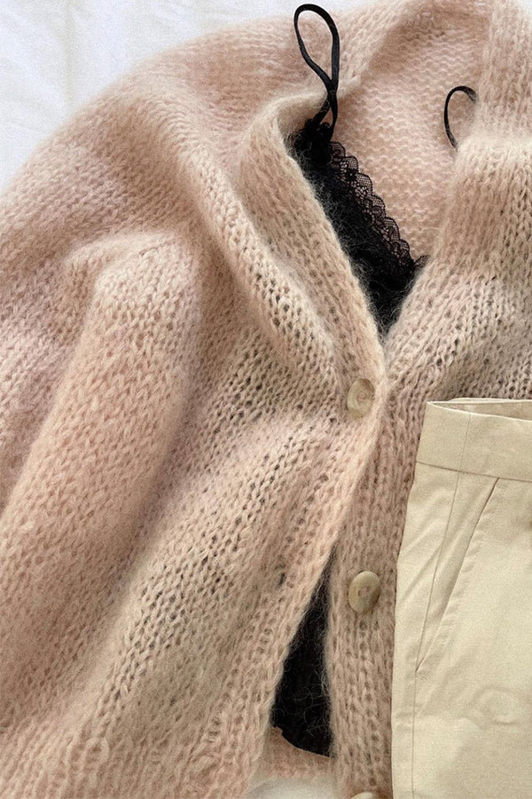 Cardigan 'Zoja' Pale Pink, Handmade in Switzerland - Moons Knits