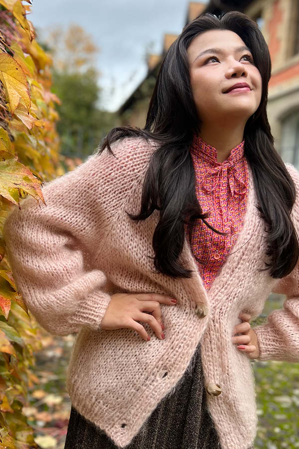 Cardigan 'Zoja' Pale Pink, Handmade in Switzerland - Moons Knits