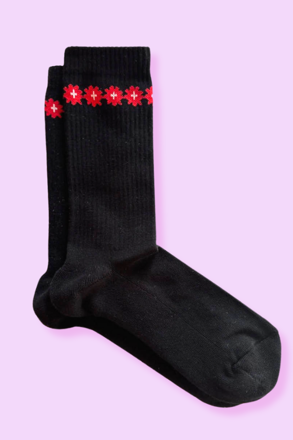 Chaussettes 'Red Flowers - Swiss' - Pierre-Lou des Alpes