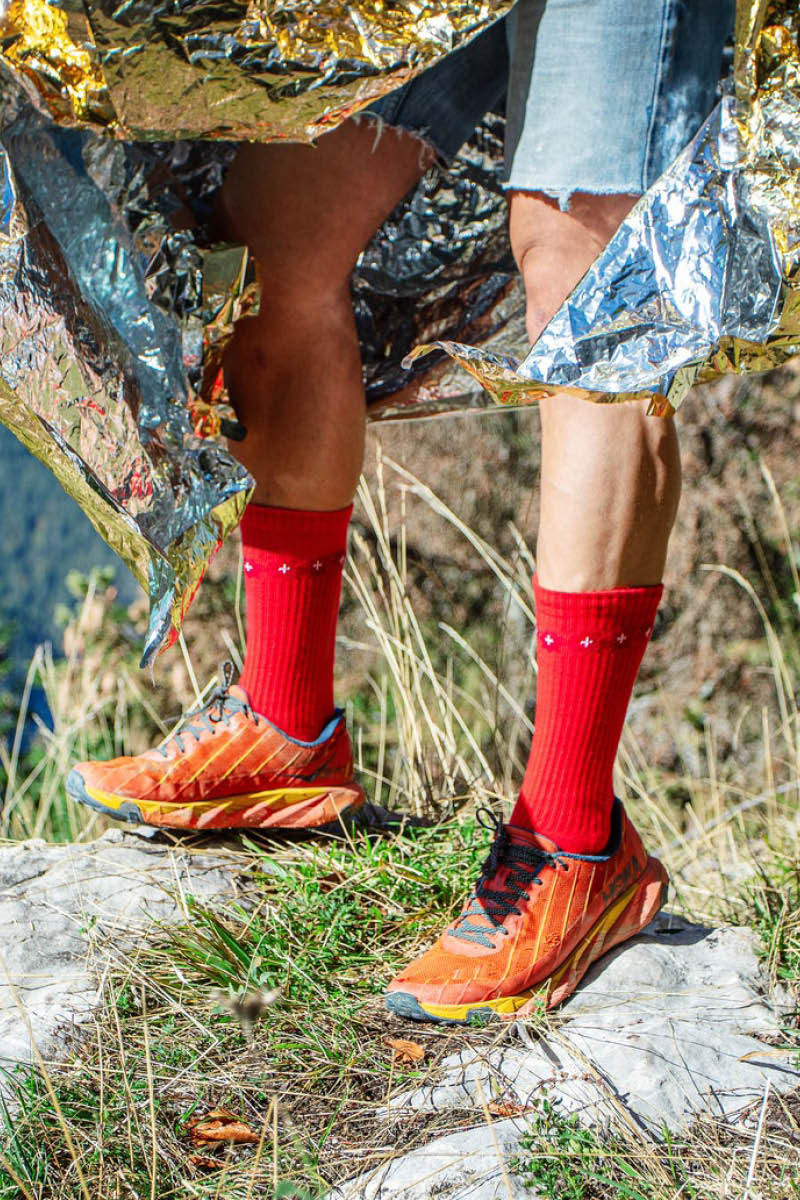 Chaussettes 'Red Flowers - Swiss' - Pierre-Lou des Alpes