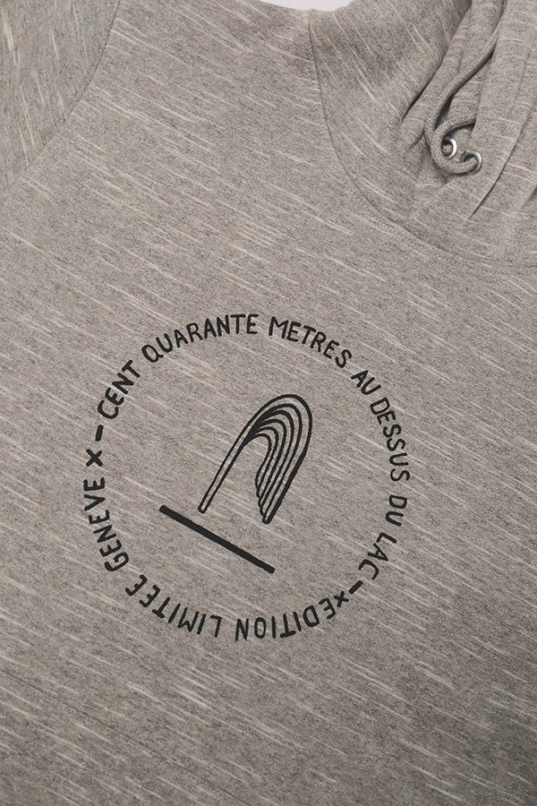 Hoodie "140m Jet d'Eau Genève" Gris Édition Limitée - Atelier Siblings