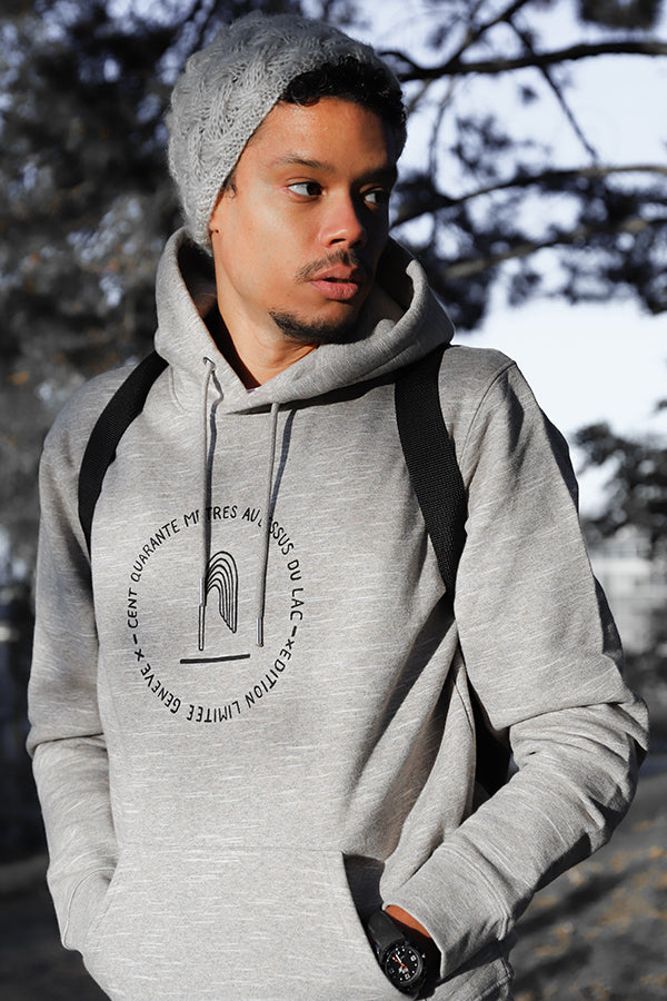 Hoodie '140m Jet d'Eau Geneva ' Beige/Black - Atelier Siblings