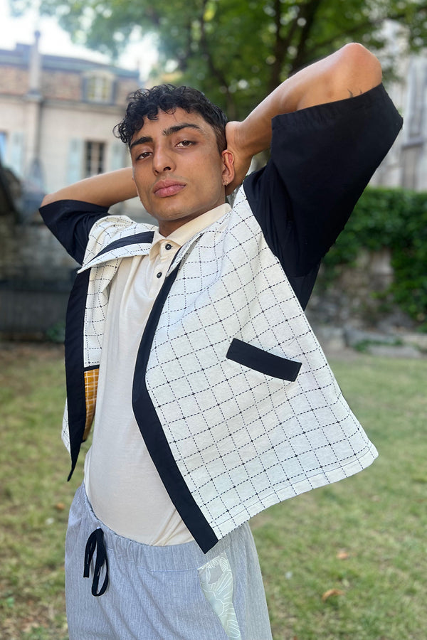 Black and White Check 'Atka' Kimono Jacket - U/C by Eliran Ashraf