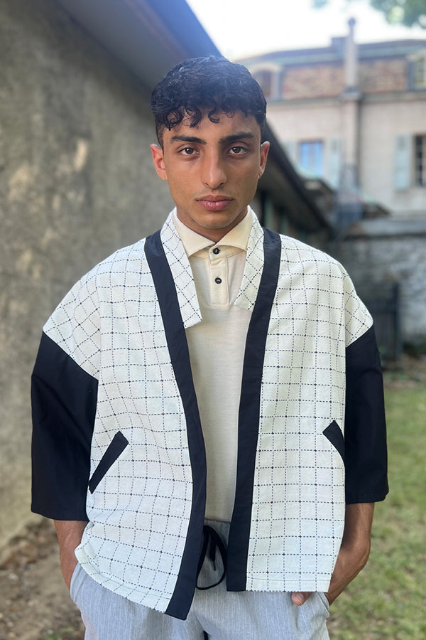 Black and White Check 'Atka' Kimono Jacket - U/C by Eliran Ashraf