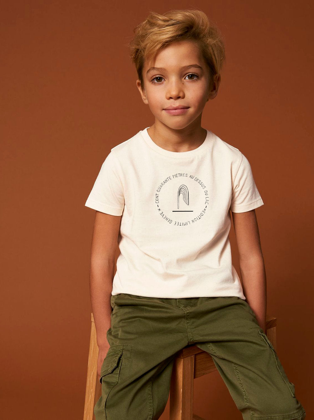 T-shirt Enfants `Jet d`eau 140m` Natural | Noir - Atelier Siblings