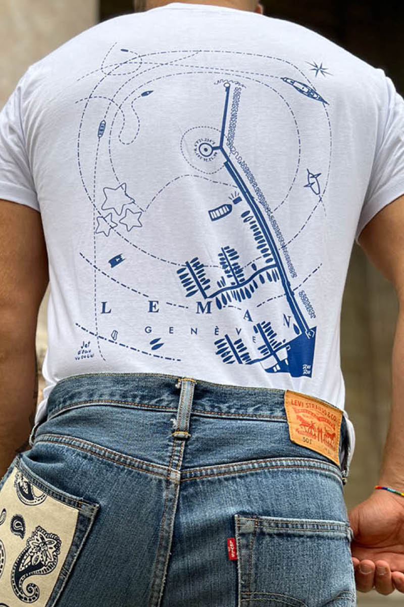 T-shirt Unisex 'Genève - Léman Vue du Ciel`'-  RafRaf X Eli