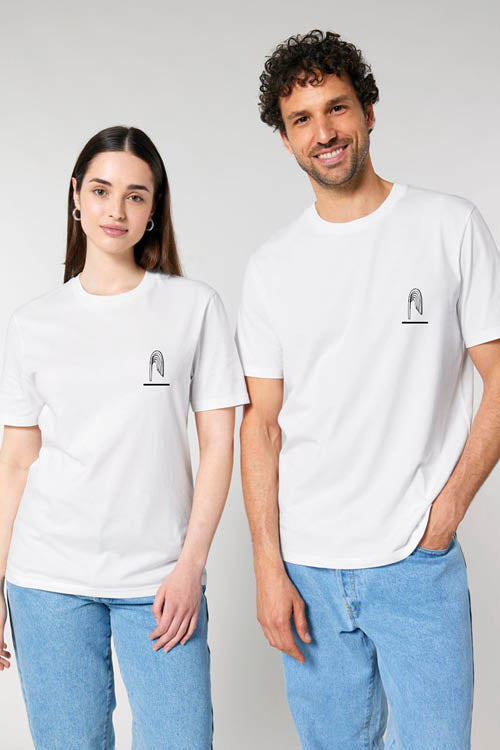 Unisex T-Shirt `140m Jet d'Eau Geneva` White | Black - Atelier Siblings